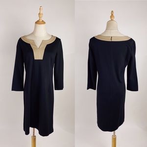 TALBOTS Knit V Neck Colorblock Black Tan Womens 6